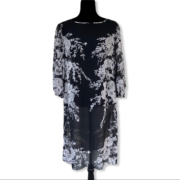 white sheer floral dress